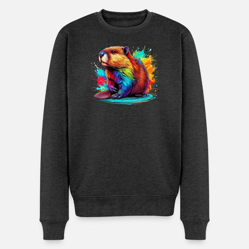 Bieber - Männer Premium Bio Pullover - Anthrazit meliert