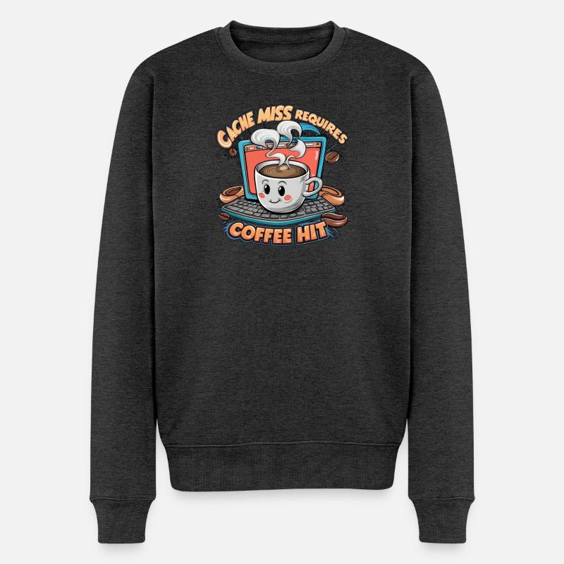 Kaffeehit Cache Miss - Männer Premium Bio Pullover - Anthrazit meliert