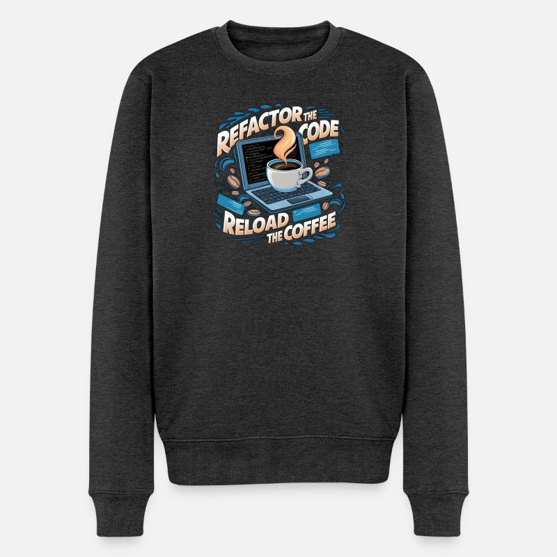 Programmers generate code from coffee - Men's Premium Organic Jumper - heather anthracite
