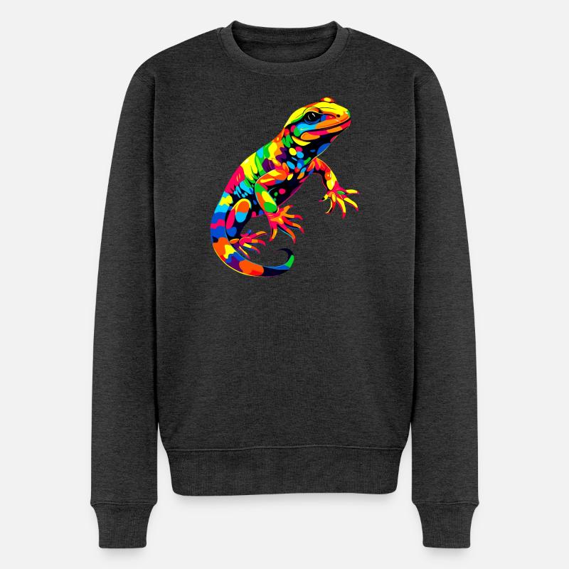 Salamander Molch Schwanzlurch Feuersalamander - Männer Premium Bio Pullover - Anthrazit meliert