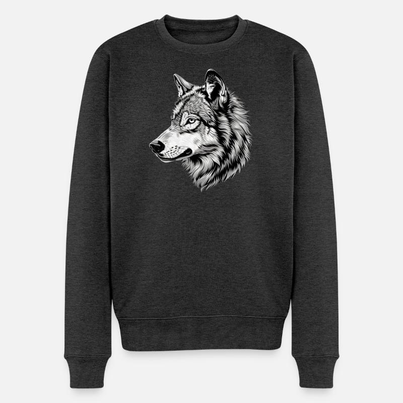Wolf Motiv Wölfe Wolfsrudel Grauer Wolfshund Wolfs - Männer Premium Bio Pullover - Anthrazit meliert