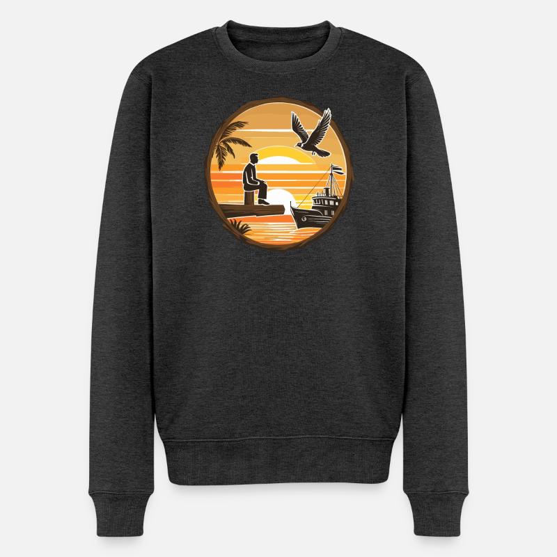 Karibik Landschaft - Männer Premium Bio Pullover - Anthrazit meliert