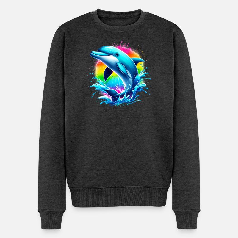 Delfin - Männer Premium Bio Pullover - Anthrazit meliert