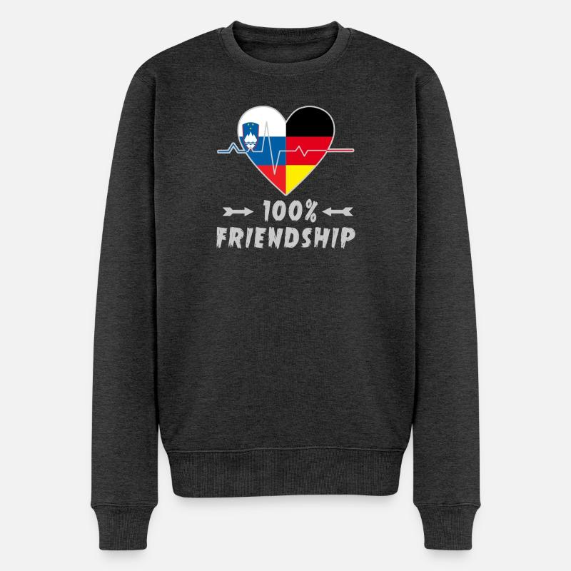 Slowenien und Deutschland 100% Freundschaft - Männer Premium Bio Pullover - Anthrazit meliert