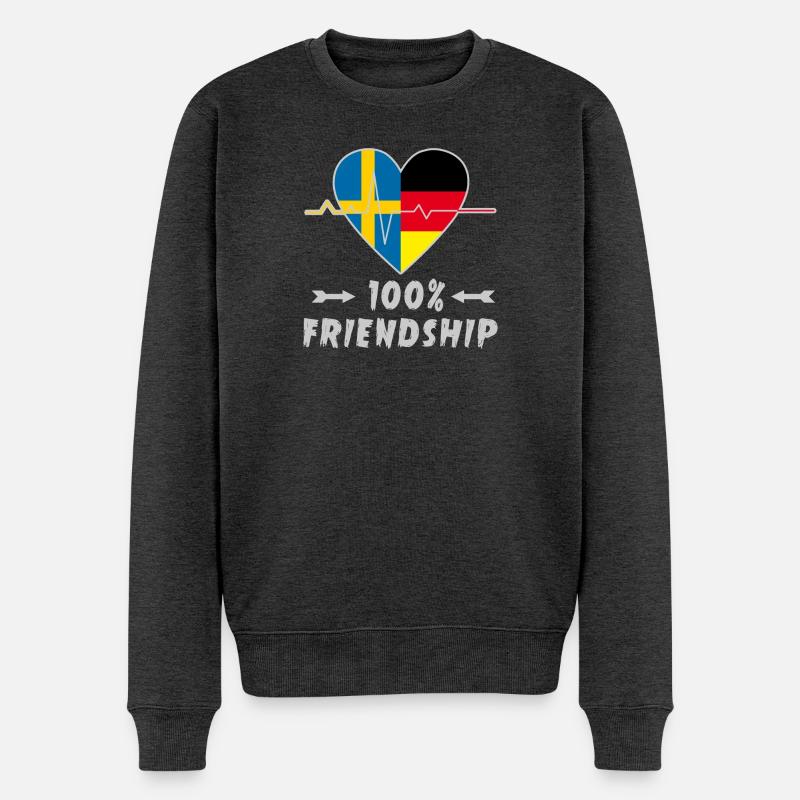 Schweden und Deutschland 100% Freundschaft - Männer Premium Bio Pullover - Anthrazit meliert