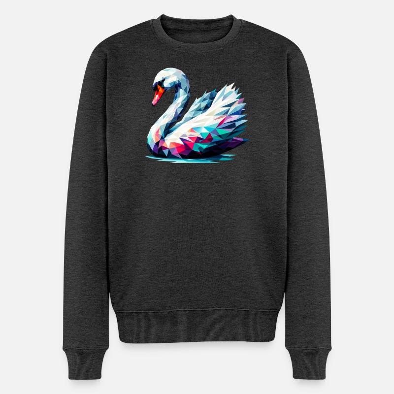 Polygonaler Schwan - Männer Premium Bio Pullover - Anthrazit meliert