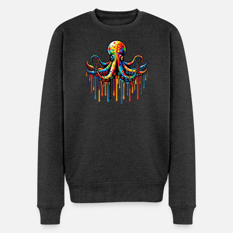 Oktopus - Männer Premium Bio Pullover - Anthrazit meliert