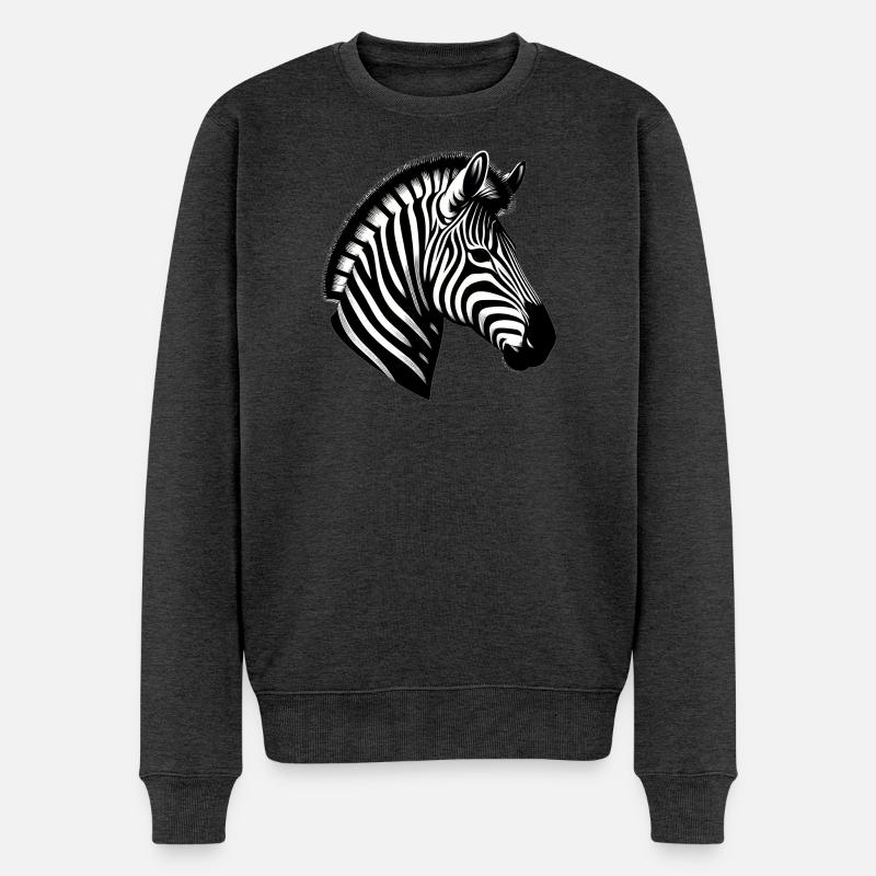 Zebra - Männer Premium Bio Pullover - Anthrazit meliert