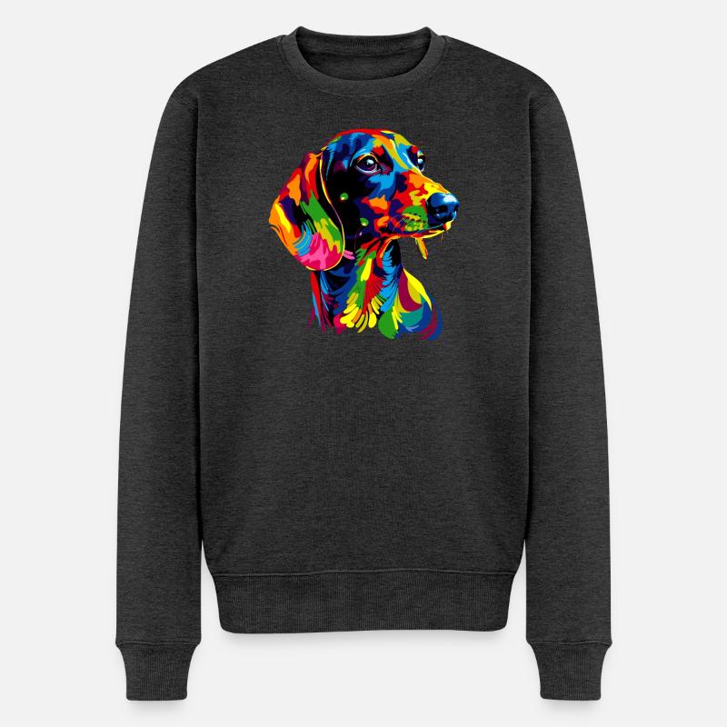 Dackel Dachshund Zwergdackel Dackelclub Teckel - Männer Premium Bio Pullover - Anthrazit meliert