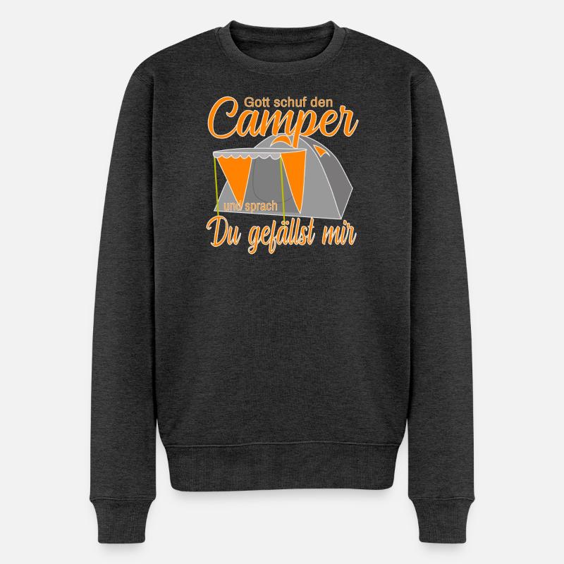 Campen im farbigen Zelt - Männer Premium Bio Pullover - Anthrazit meliert