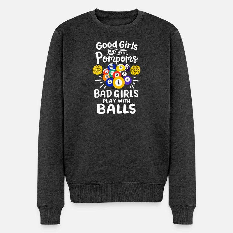 Pool Billard Spieler Mädchen - Männer Premium Bio Pullover - Anthrazit meliert