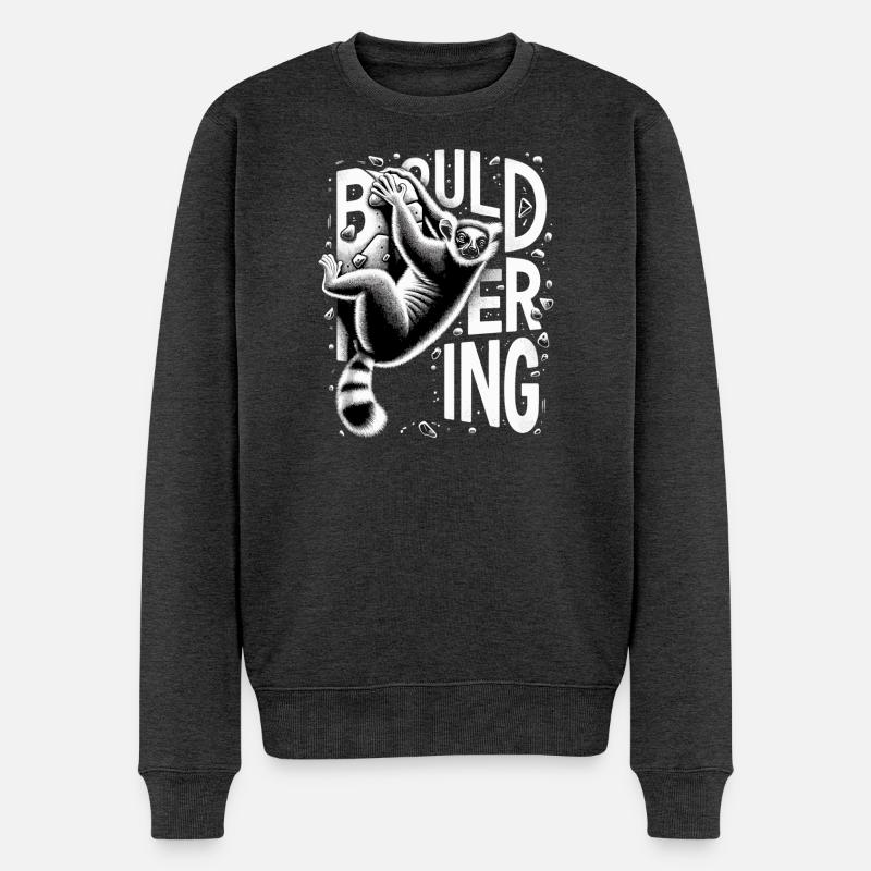 Bouldern Lemur Klettern Geschenk - Männer Premium Bio Pullover - Anthrazit meliert