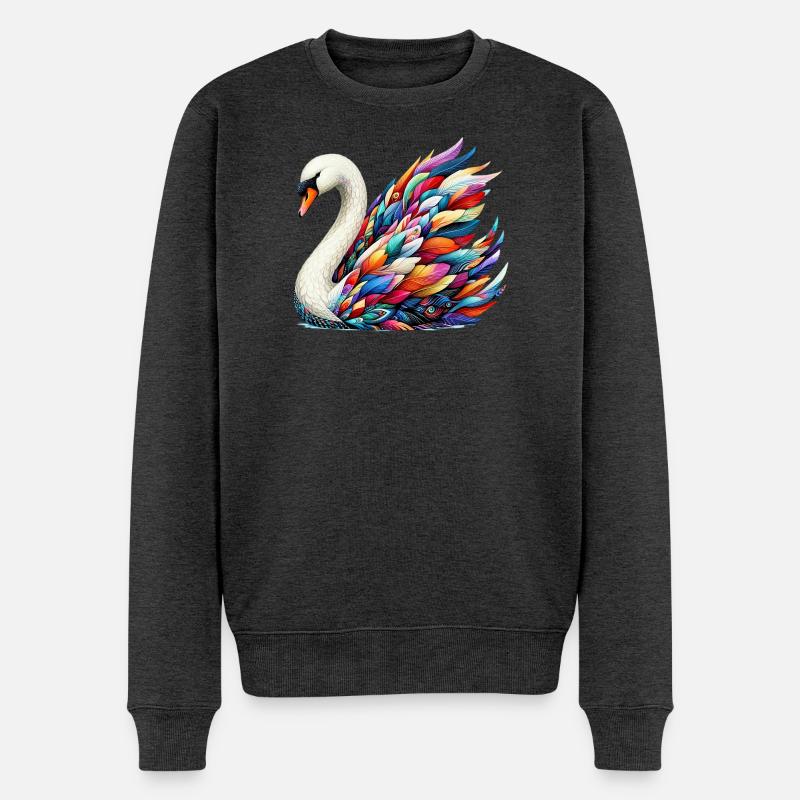 Schwan - Männer Premium Bio Pullover - Anthrazit meliert