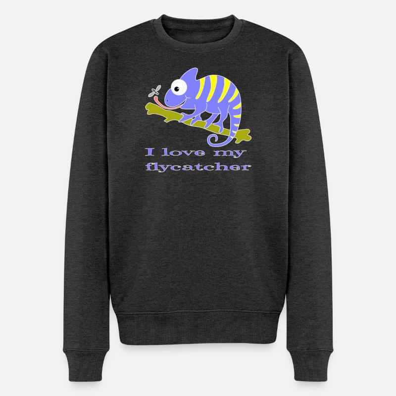 Chamaeleon tier - Männer Premium Bio Pullover - Anthrazit meliert