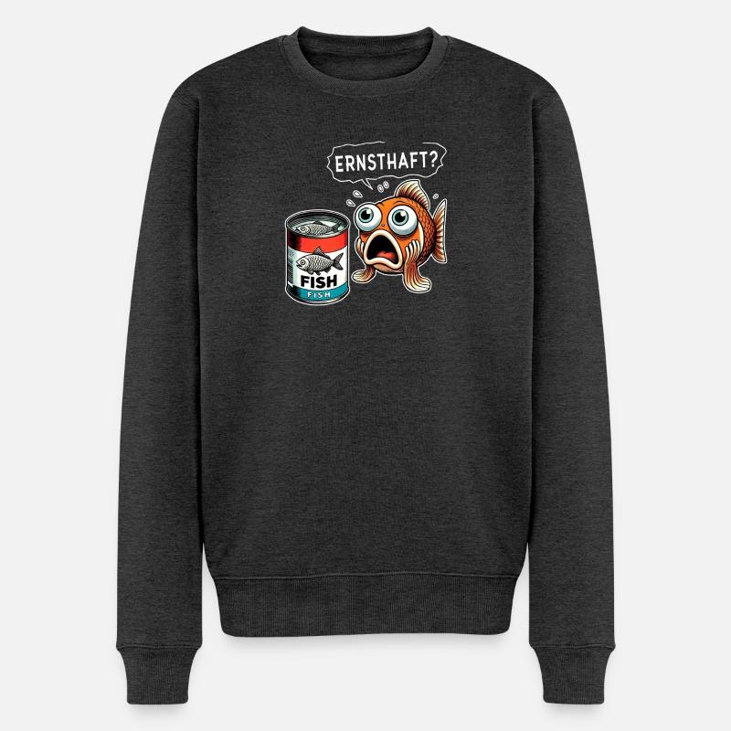 Lustiges Fisch Konserven Design - Männer Premium Bio Pullover - Anthrazit meliert