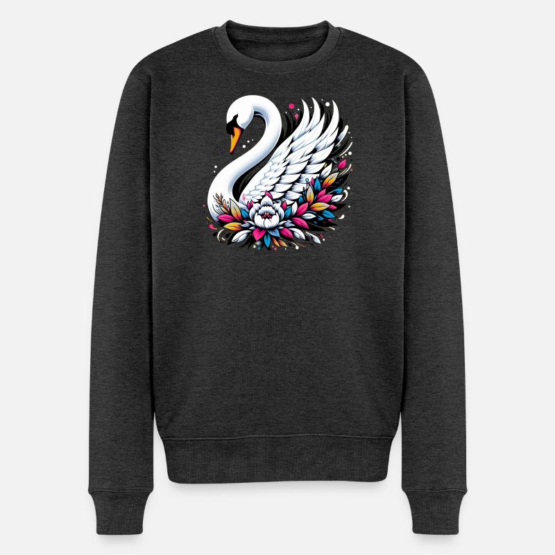 Schwan - Männer Premium Bio Pullover - Anthrazit meliert