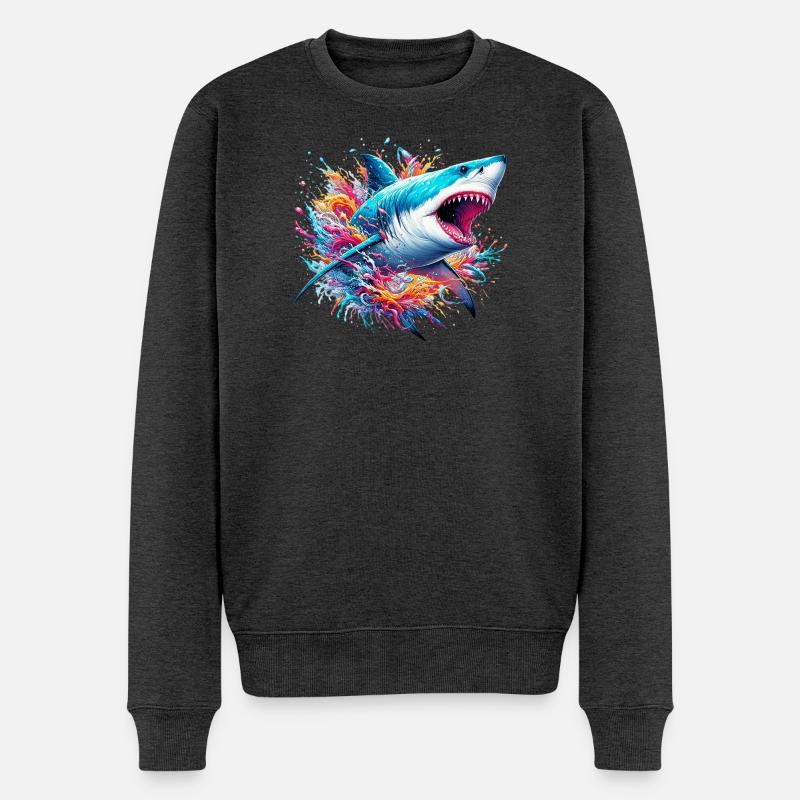 Hai - Männer Premium Bio Pullover - Anthrazit meliert