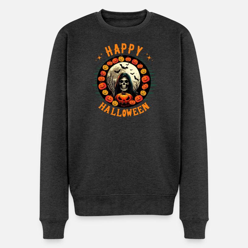 Fröhliches Halloween - Männer Premium Bio Pullover - Anthrazit meliert