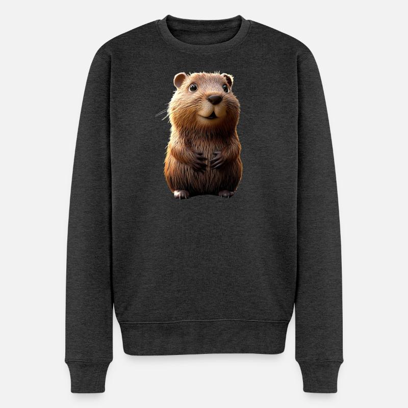 Biber Motiv Biberflüsterer Nagetiere Süßer Biber - Männer Premium Bio Pullover - Anthrazit meliert