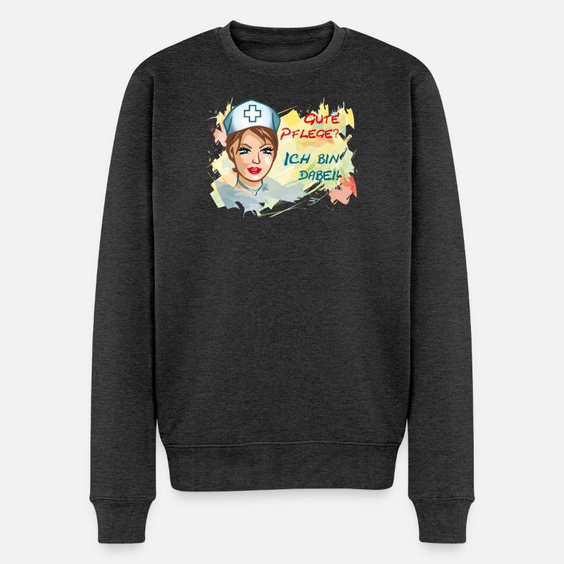 Nurse Gute Pflege? Ich Bin Dabei - Männer Premium Bio Pullover - Anthrazit meliert