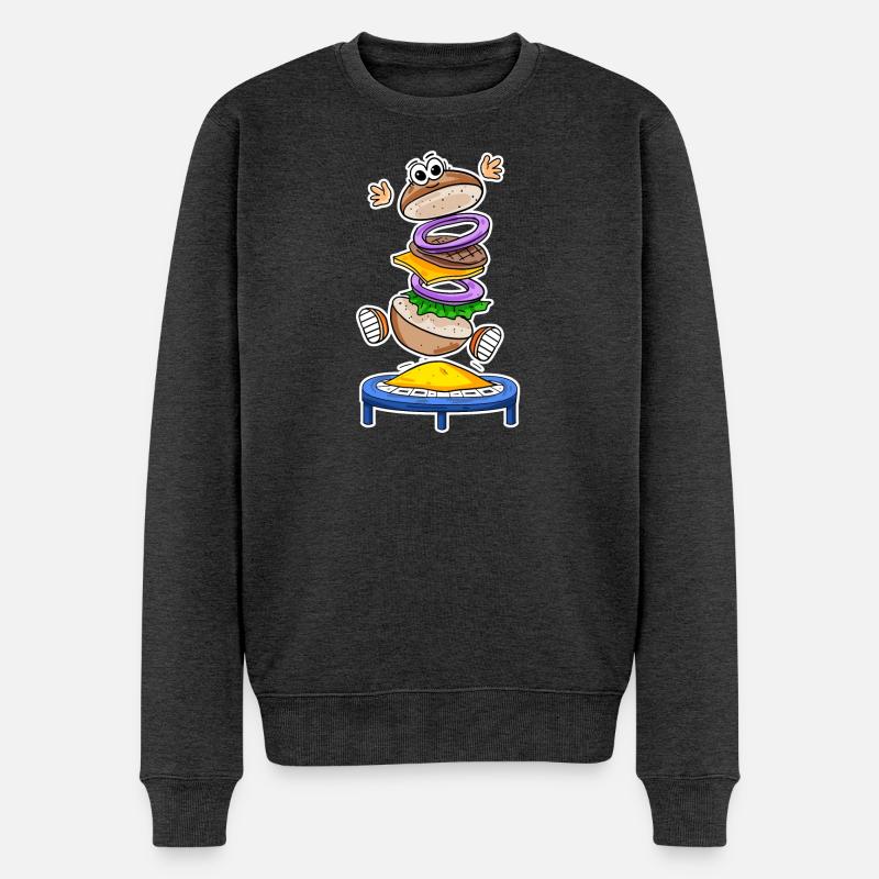 Trampoline Burger Restauration rapide - Pull Premium bio Homme - anthracite chiné