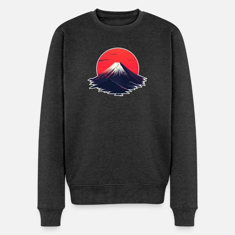 Roter Sonnenuntergang über Vulkan - Männer Premium Bio Pullover - Anthrazit meliert