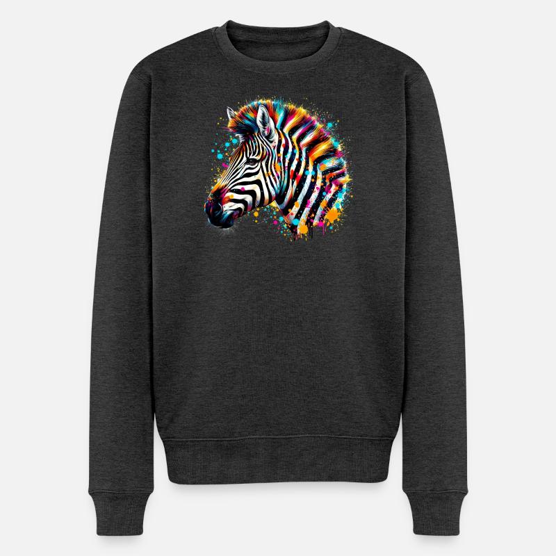 Zebra - Männer Premium Bio Pullover - Anthrazit meliert