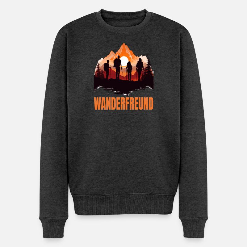 Wanderfreund - Männer Premium Bio Pullover - Anthrazit meliert