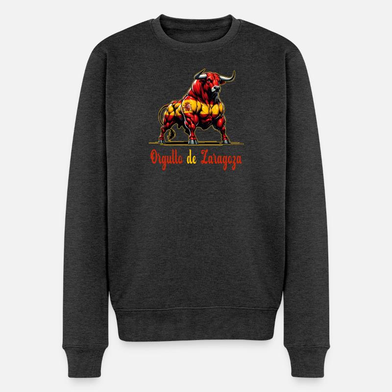 Der Stolz Saragossa Flagge Design - Männer Premium Bio Pullover - Anthrazit meliert
