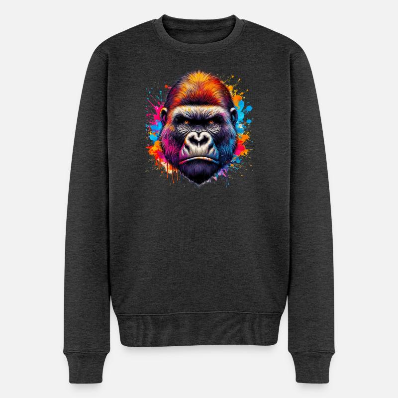 Gorilla - Männer Premium Bio Pullover - Anthrazit meliert