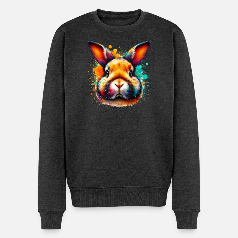 Kaninchen - Männer Premium Bio Pullover - Anthrazit meliert