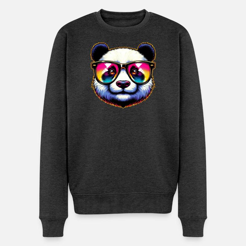 Panda avec lunettes de soleil - Pull Premium bio Homme - anthracite chiné
