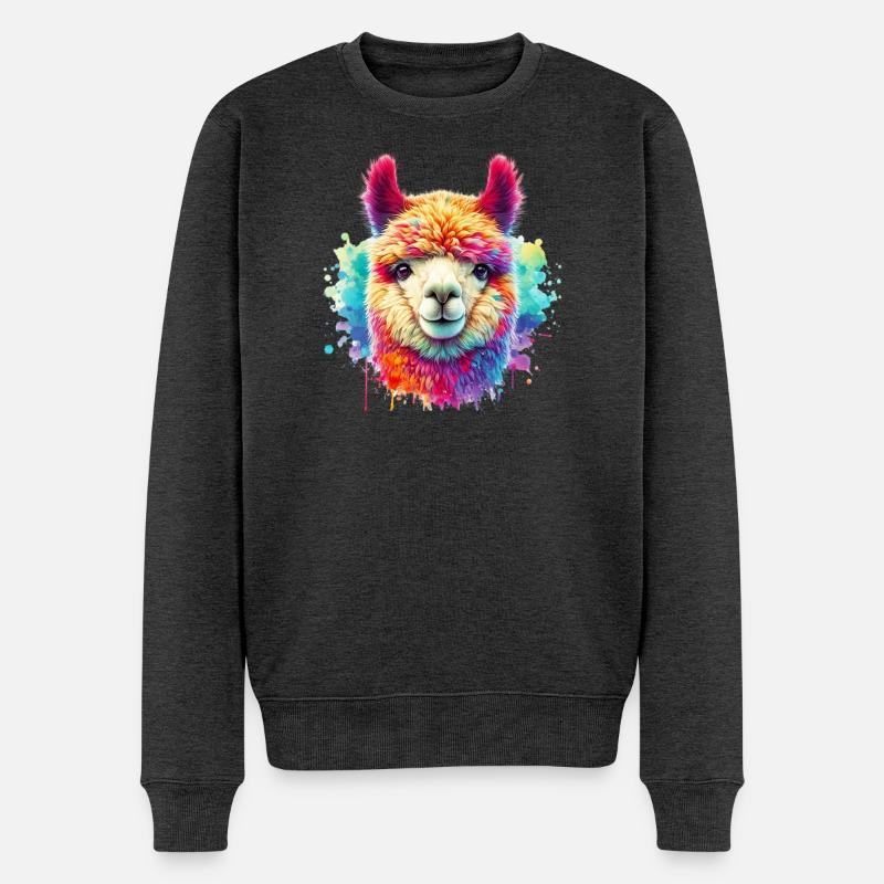 Alpaka - Männer Premium Bio Pullover - Anthrazit meliert