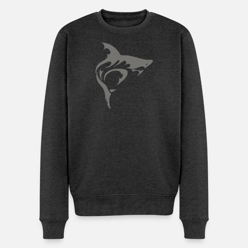 SHARK - Männer Premium Bio Pullover - Anthrazit meliert