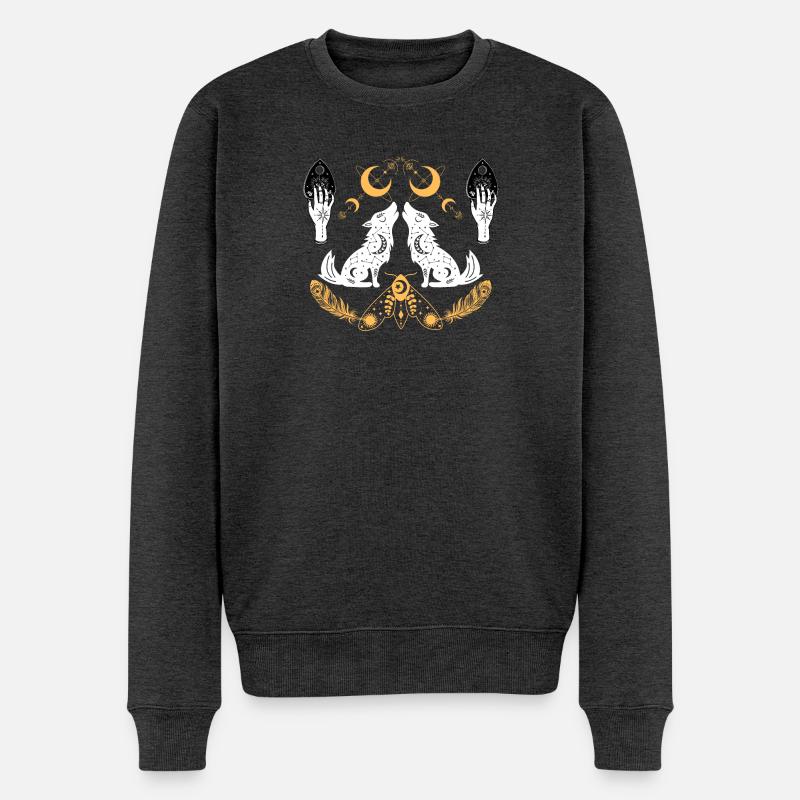 Emblème des Loups Lunaires - Pull Premium bio Homme - anthracite chiné
