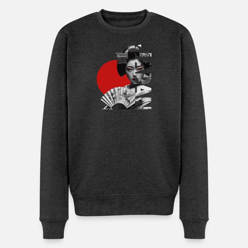Japan - Männer Premium Bio Pullover - Anthrazit meliert