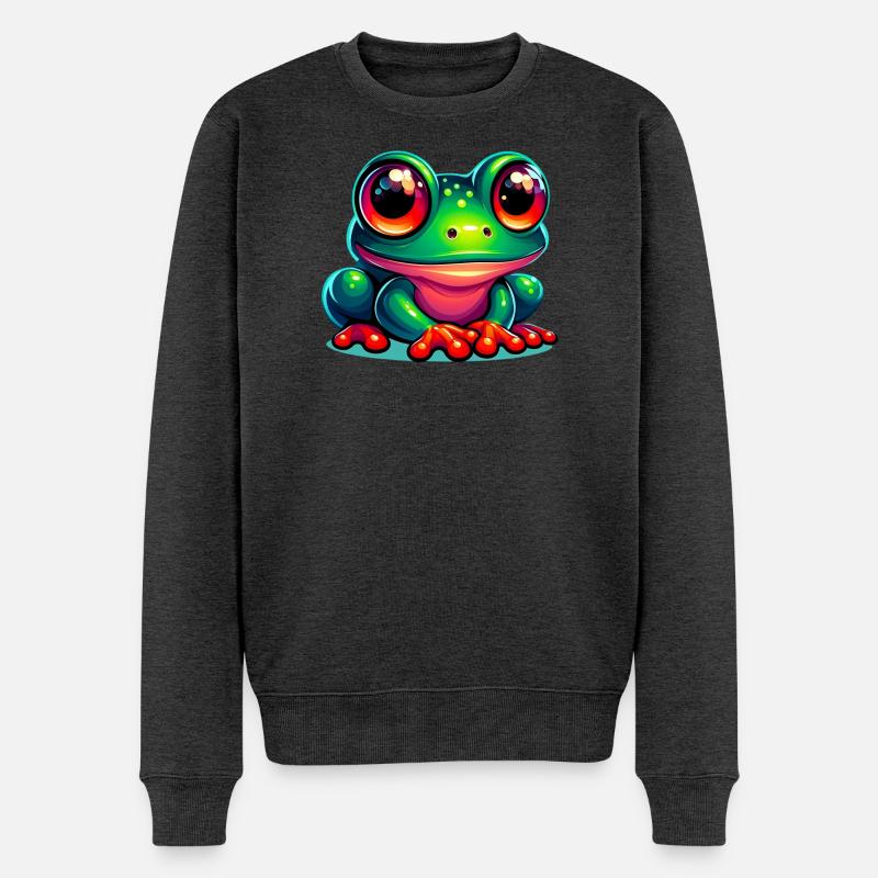 Frosch - Männer Premium Bio Pullover - Anthrazit meliert