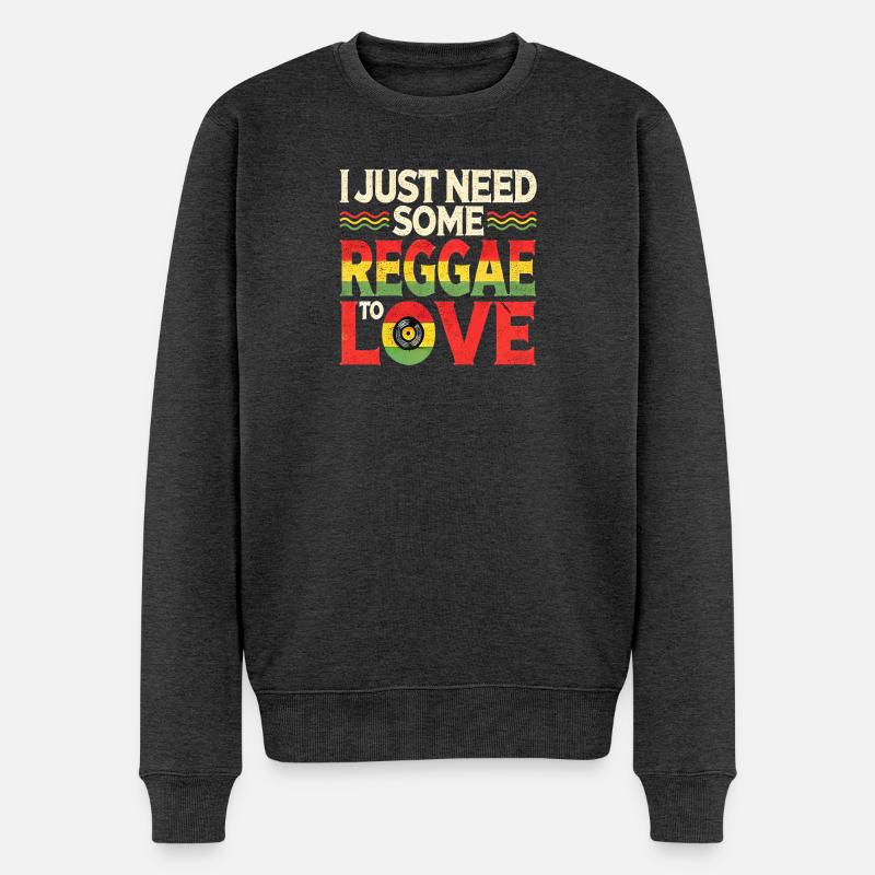 Reggae Jamaika Design - Männer Premium Bio Pullover - Anthrazit meliert