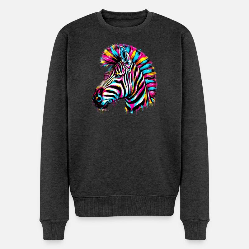 Zebra - Männer Premium Bio Pullover - Anthrazit meliert
