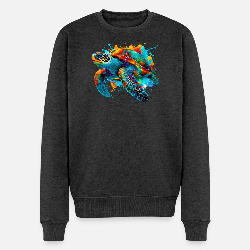 Schildkröte - Männer Premium Bio Pullover - Anthrazit meliert