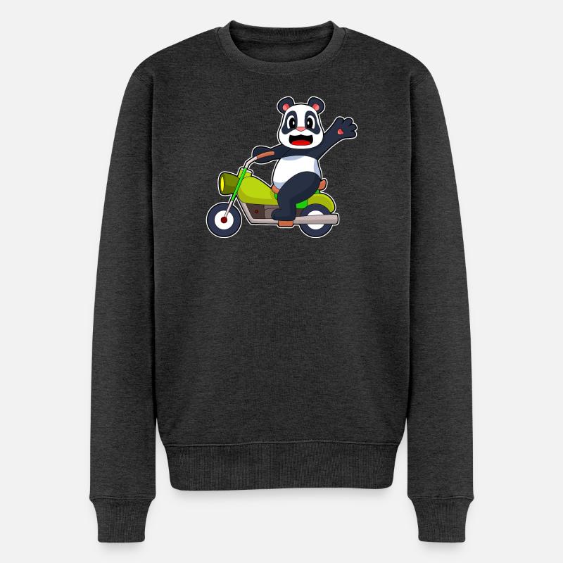 Panda Motorrad - Männer Premium Bio Pullover - Anthrazit meliert