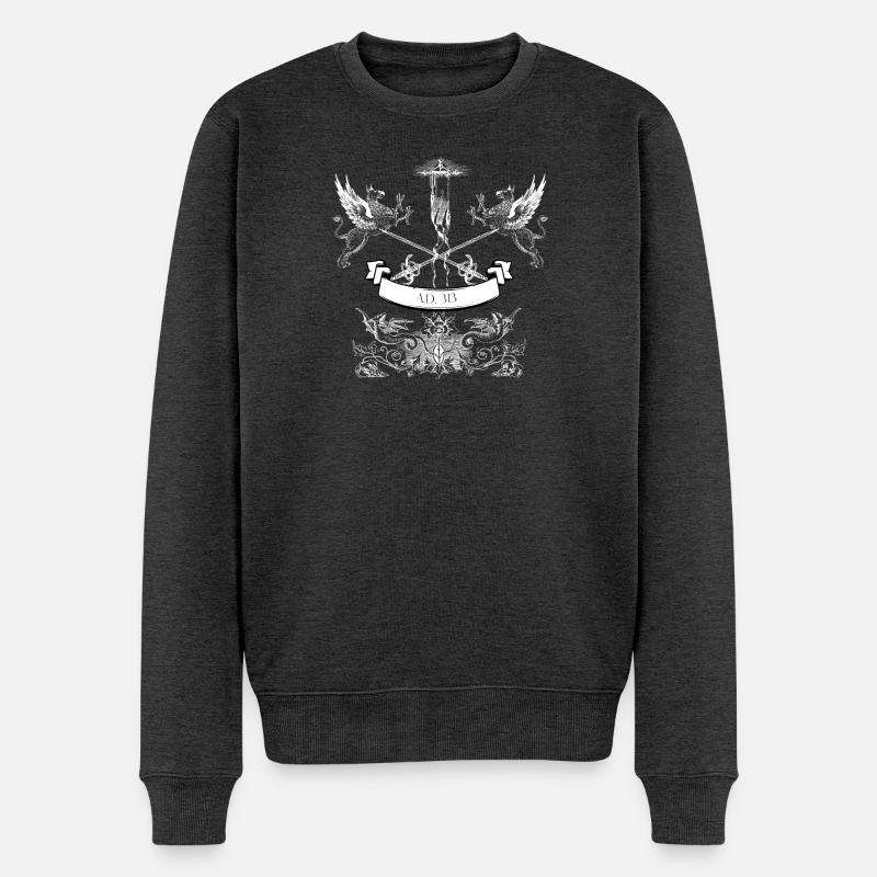Bouclier de l’Emblème du Dragon Jumeau - Pull Premium bio Homme - anthracite chiné