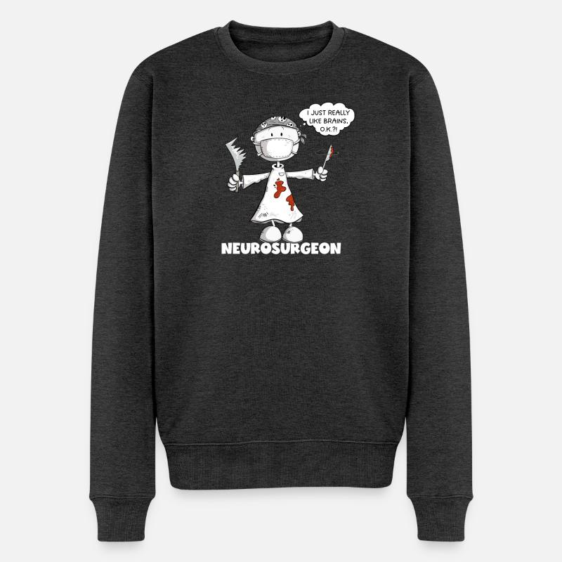 Neurochirurg Spruch Chirurg Strichmännchen Cartoon - Männer Premium Bio Pullover - Anthrazit meliert