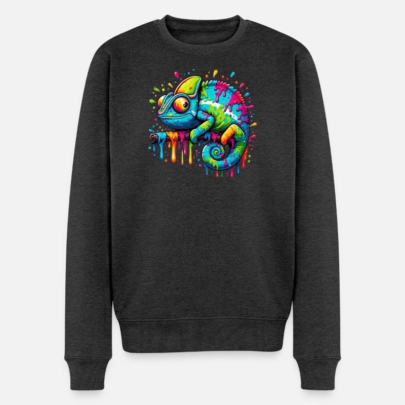 Chamäleon - Männer Premium Bio Pullover - Anthrazit meliert