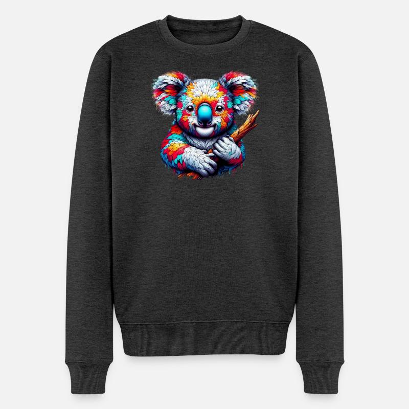 Koala - Männer Premium Bio Pullover - Anthrazit meliert