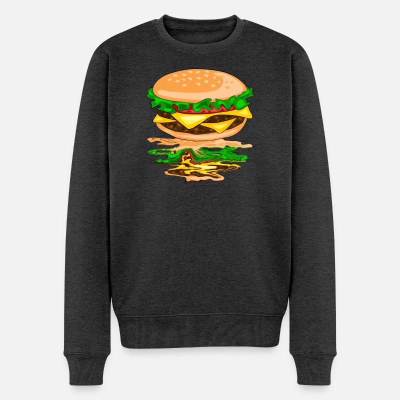 Hamburger mit einer Spiegelung - Männer Premium Bio Pullover - Anthrazit meliert