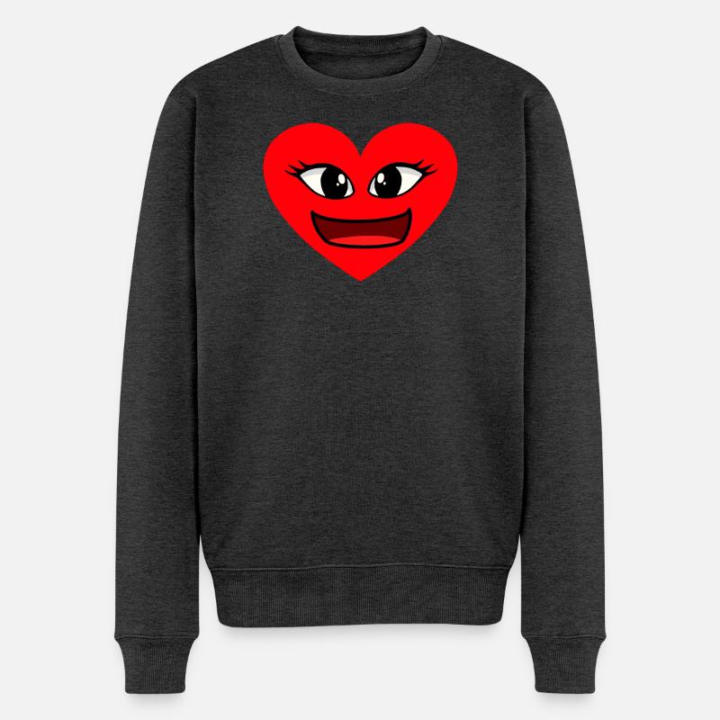 Coeur Visage Coeurs Sincères Saint-Valentin - Pull Premium bio Homme - anthracite chiné