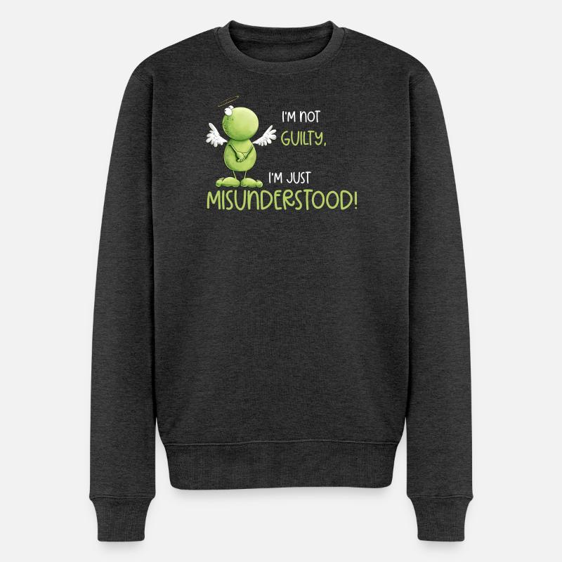 Frosch Engel Unschuld Missverständnis - Männer Premium Bio Pullover - Anthrazit meliert