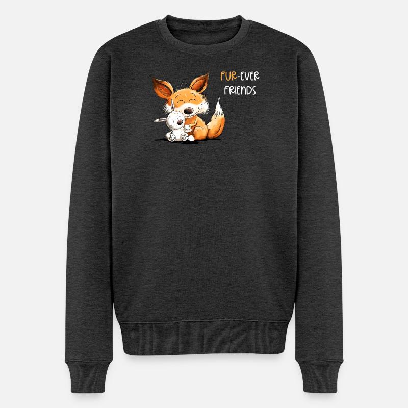 Renard avec Lapin Amitié Dicton - Pull Premium bio Homme - anthracite chiné