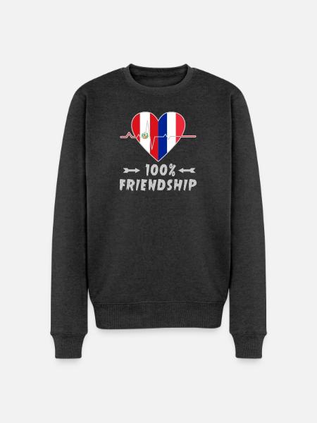 Peru und Frankreich 100% Freundschaft - Männer Premium Bio Pullover - Anthrazit meliert